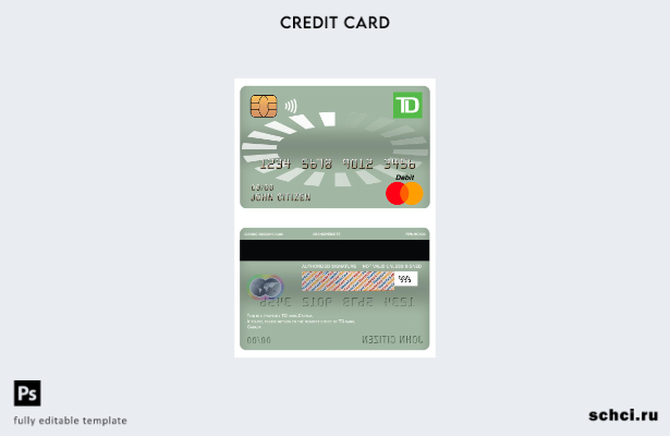 цифровая загрузка шаблона основной дебетовой карты Canada TD